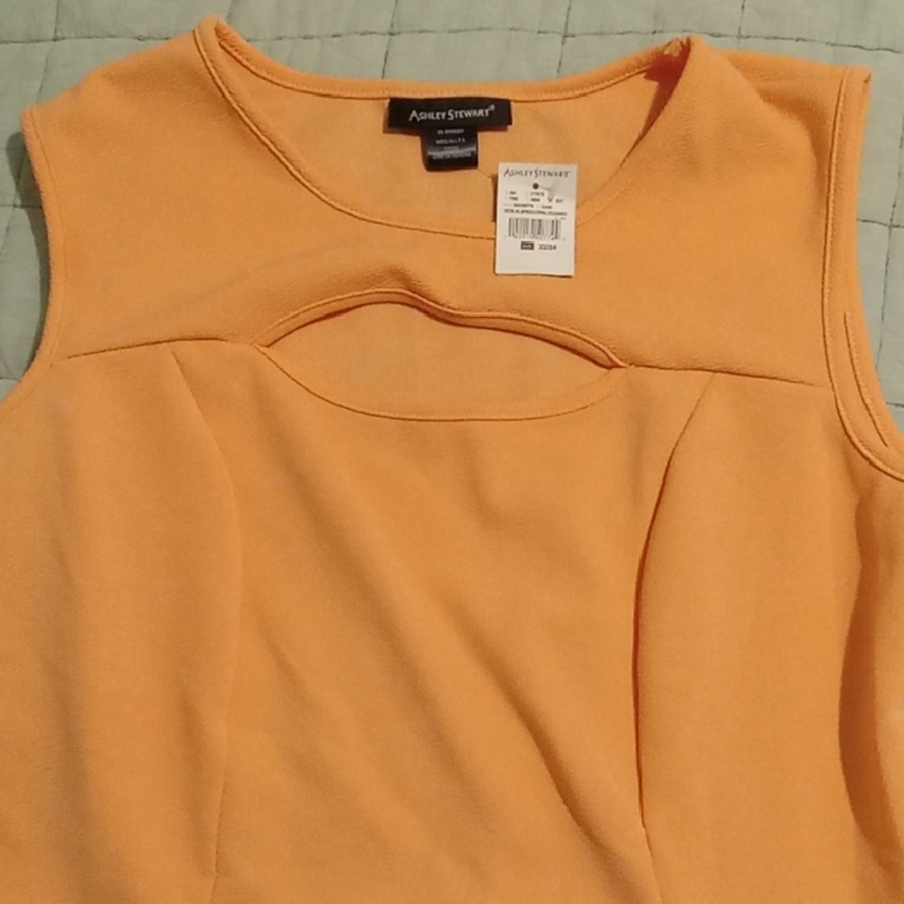 Ashley Stewart Orange Sleeveless Cutout Tank Top